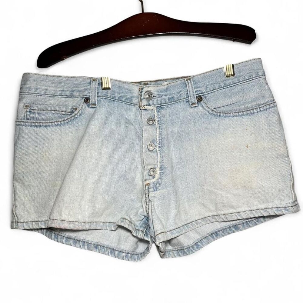 Vtg Levi's 2002 light wash denim shorts with button fly size 13 Jr Waist 34"